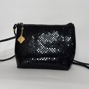 80s Whiting & Davis Black Mesh Crossbody